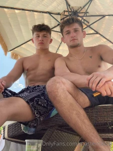 Me and little bro chilling at the pool we sweaty day is that you