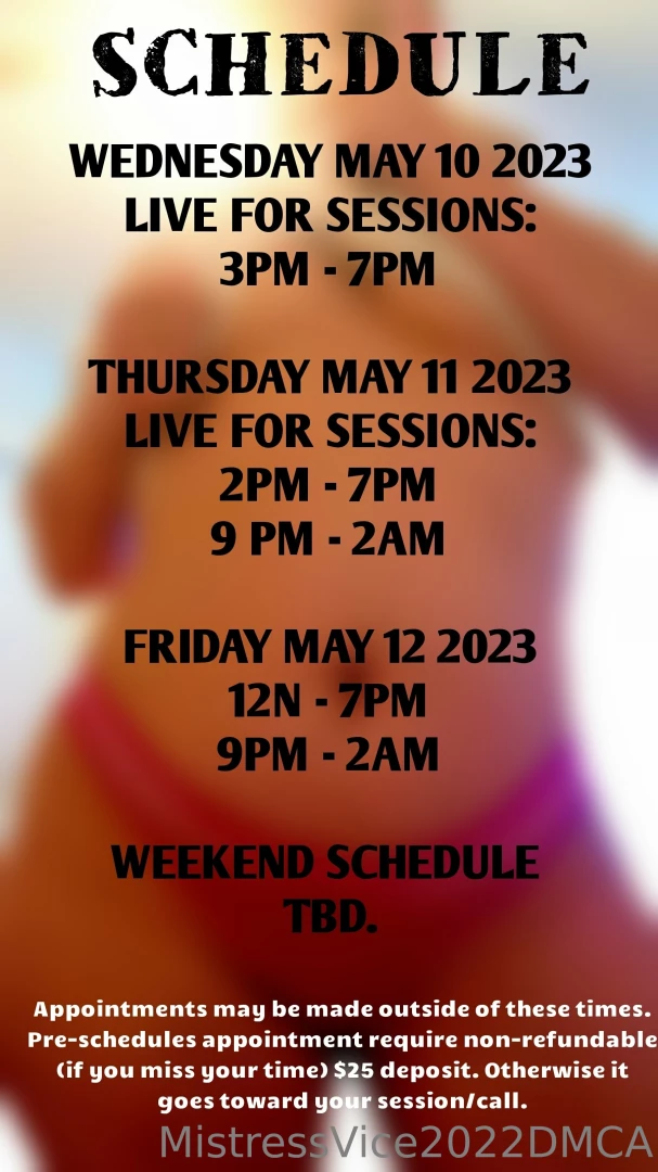 My availability for the rest of the week for v-calls phone calls text 