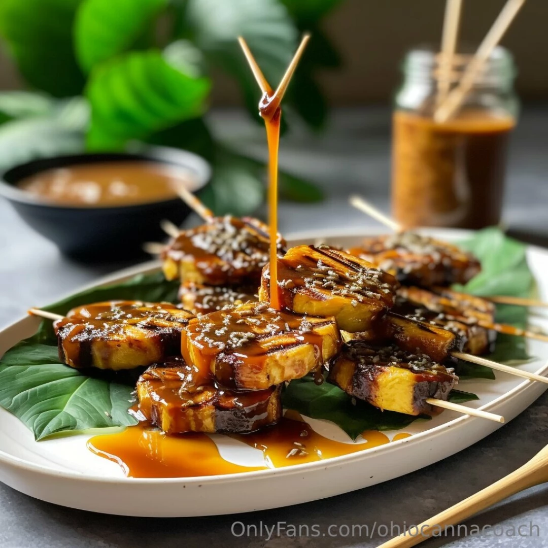 Cannabis-infused grilled pineapple skewers with caramel sauce recipe 