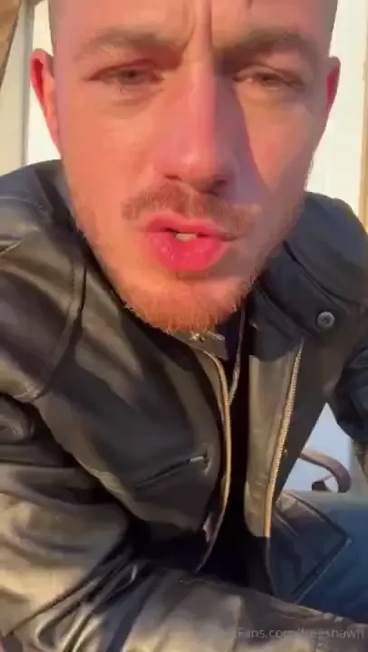 Video 9 33 daddy in leather jacket gloves smokes a cigar blowing smoke 