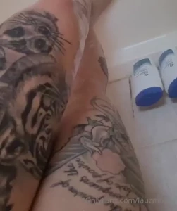 Feet getting a good wash in the shower