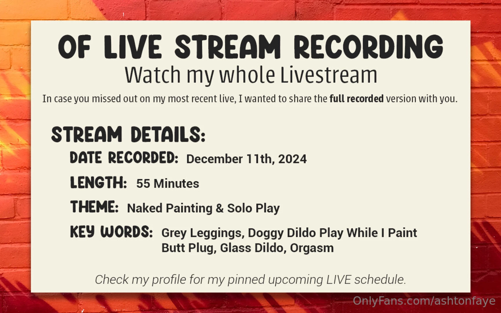December 11th onlyfans livestream recording - 55 mins grey leggings 