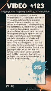 Video 123 - 9 58 leggings anal fingering butt plug ass view dildo i am