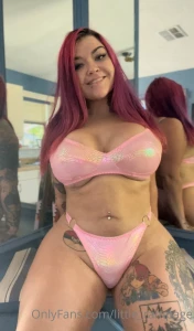 Shiny pink bikini for goner some men are gym junkies and some like you