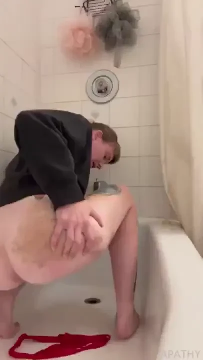 Stripping off my red thong before soaking it in my piss gt gt 