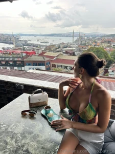 Enjoying a stunning view of istanbul from the rooftop terrace perfect