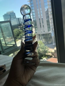 Watch where i put this glass spiral dildo