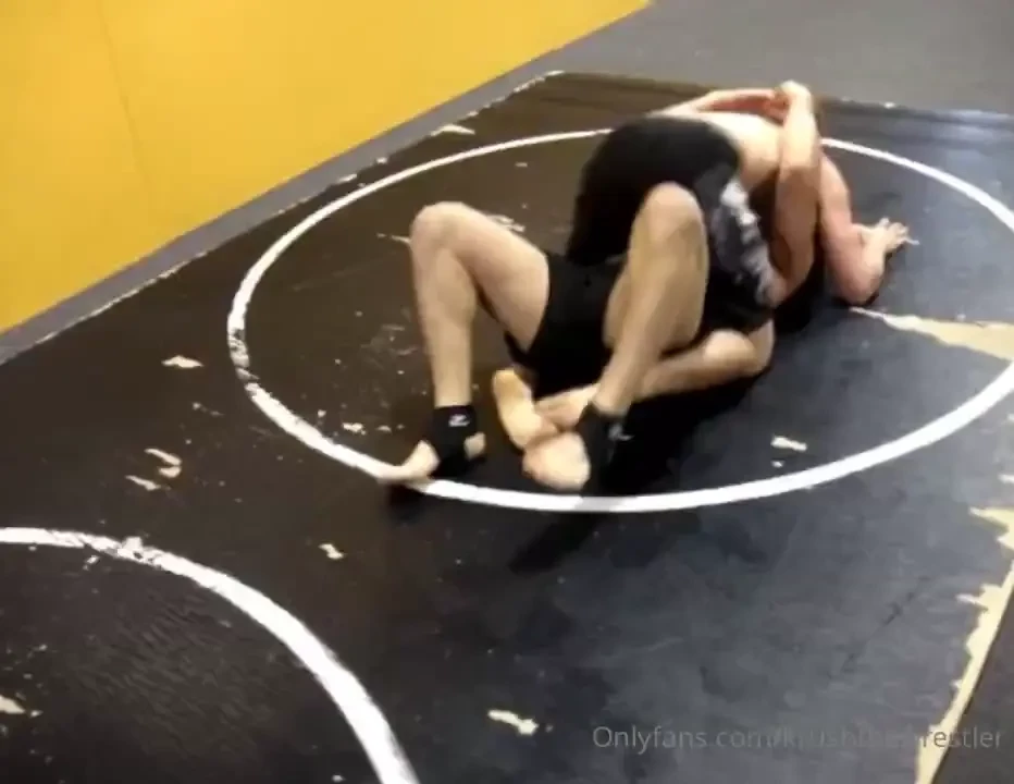 Hunky military guys wrestling on a worn-out mat boing 