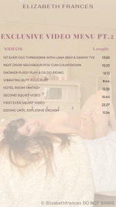 Feeling generous today scroll across to see my video menus and dm me part 1