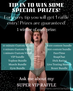 Tip whatever you want to enter my raffle and win yourself a prize
