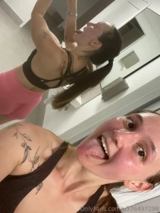 Swipe to see me all sweaty after a particularly physical gym session part 1