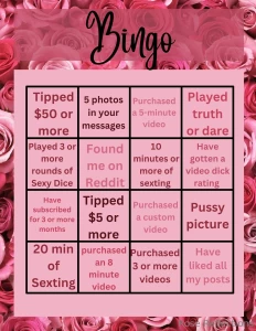 Lets play bingo get 4 in a row and you have to prove it and i will