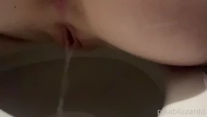 Slow motion piss from behind watch my pee slowly leave my pussy nice