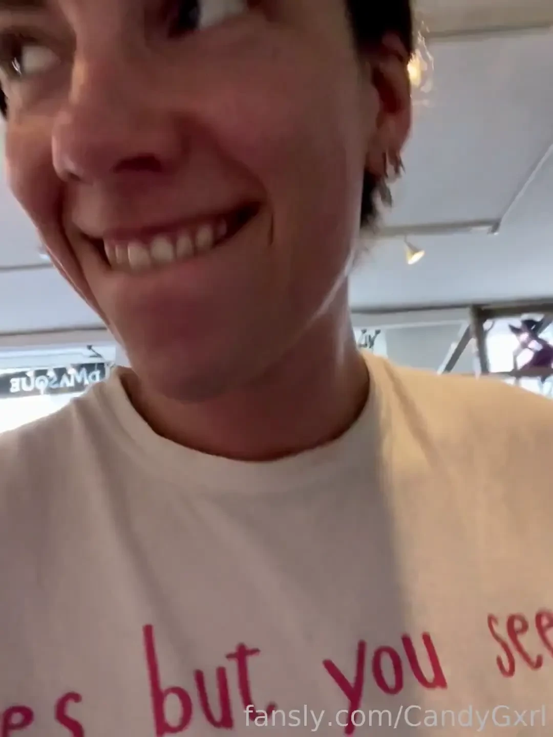 Hahahaha flashing my titties at work daddy i m trouble flashing 