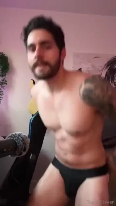 Asmr slapping my dick flexing and cumming in a jockstrap 