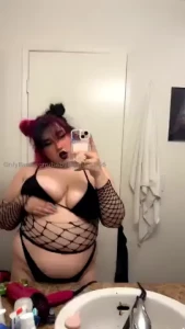 Your egirl girlfriend take her fishnet bikini off for you then rides part 9