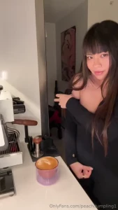 Poured horrible latte art so maybe me taking off my catsuit will make