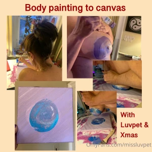 Body painting transferred to canvas