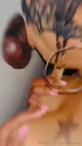 Sexy with tats this gloryhole redbone really came for some strangers