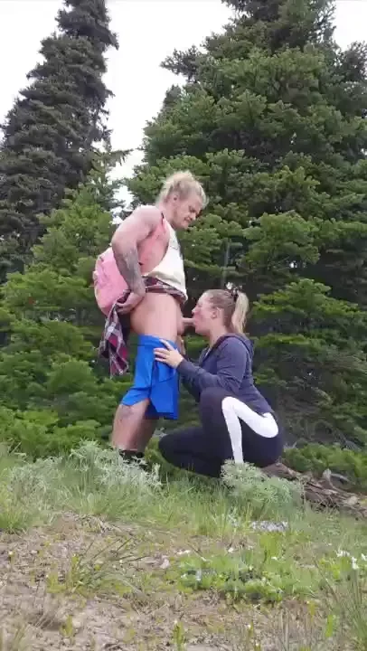 Went for a hike in the mountains today and got a creampie at the top i 