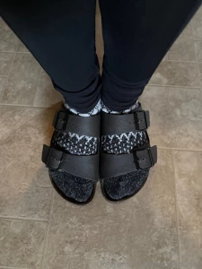 Birkenstocks amp socks because i can t tie my shoes rn