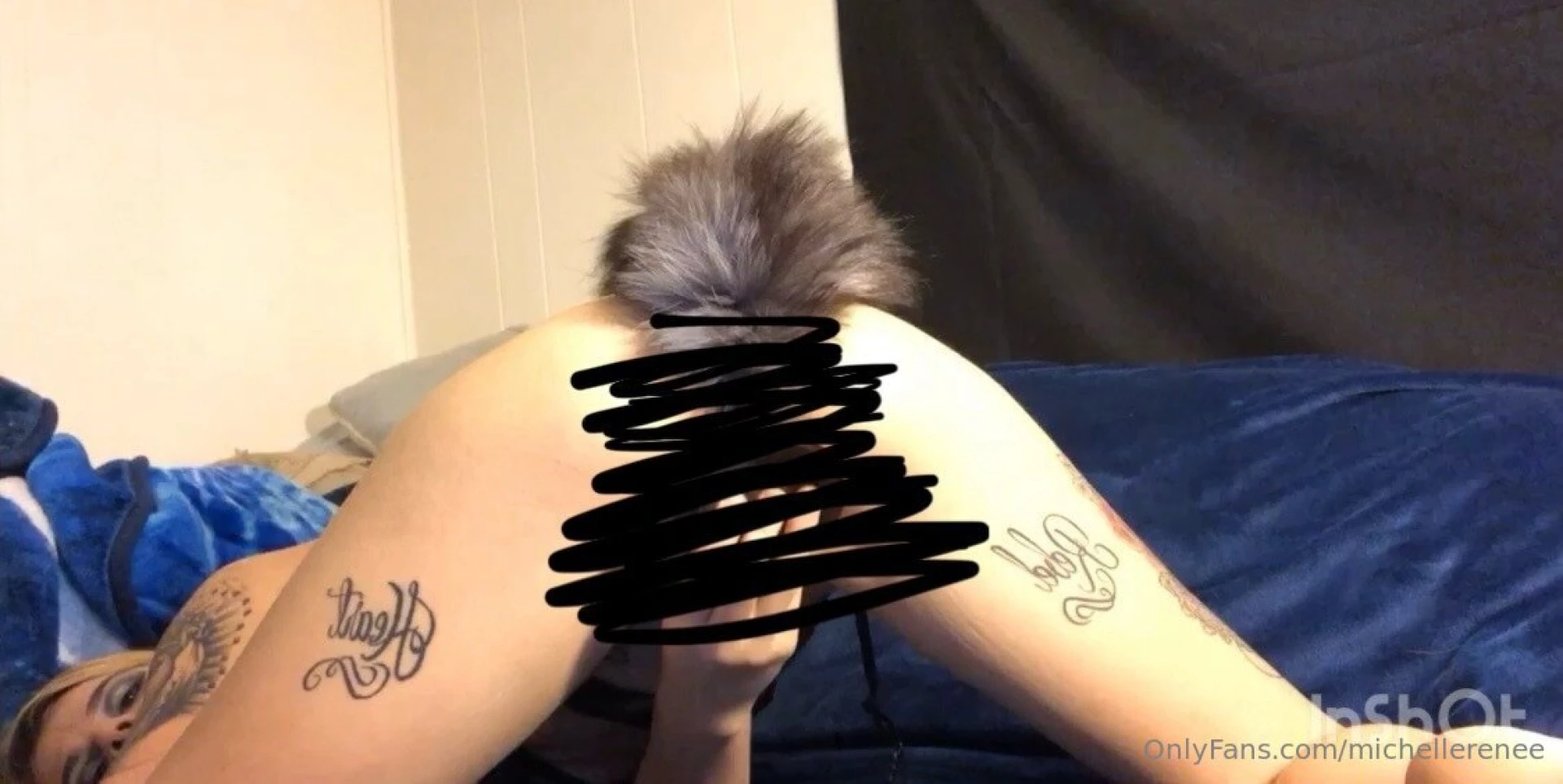 Double penetrated by my dragon dick and fox tail 