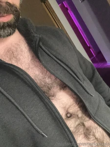 The grey chest hair grows