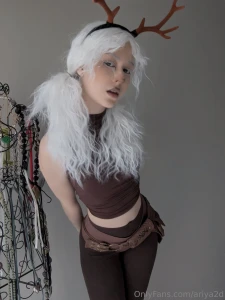 Get naughty and nude with me in this snow deer cosplay set every body