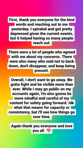 Sharing my instagram post here i want to stick around and be visible