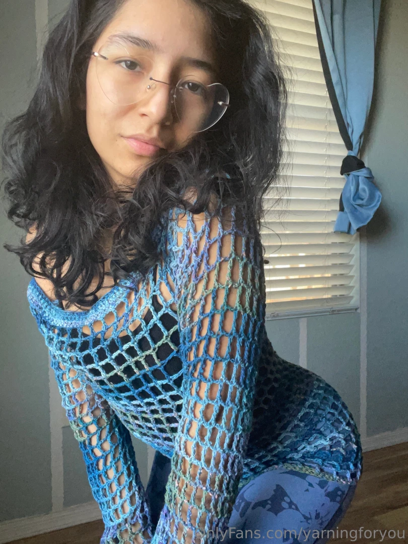 Something new and something blue made with a meshy triple crochet 