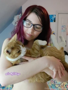 Dyed my hair purple do you like it senpai swipe to see my cuddle kitty