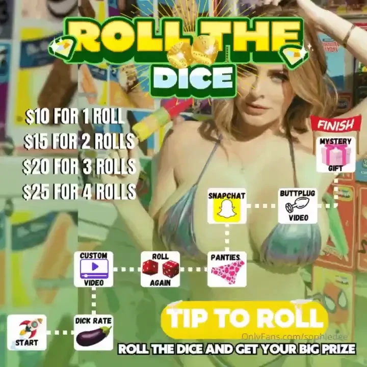 Roll the dice to make you cum tip to roll 6 rolls free 1 hour long 