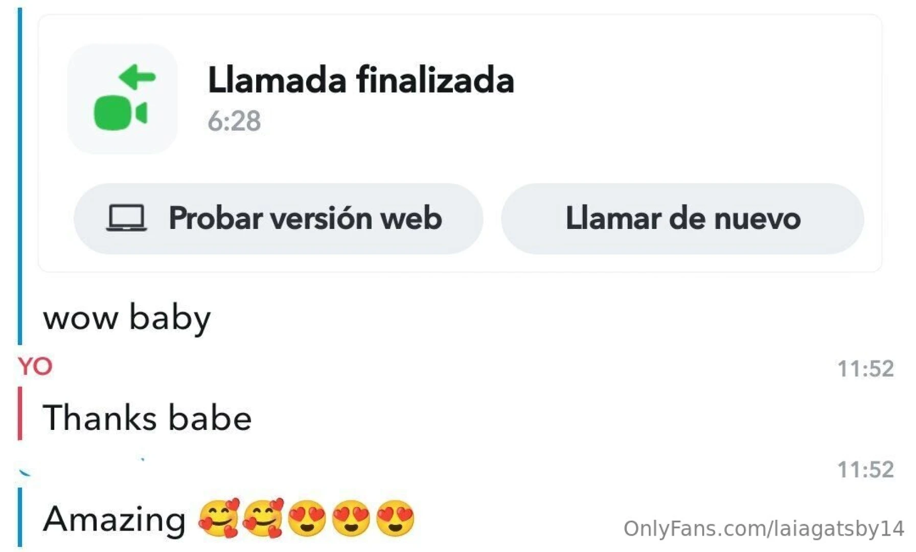 He played the video call spin and won 6 amazing minutes with me 