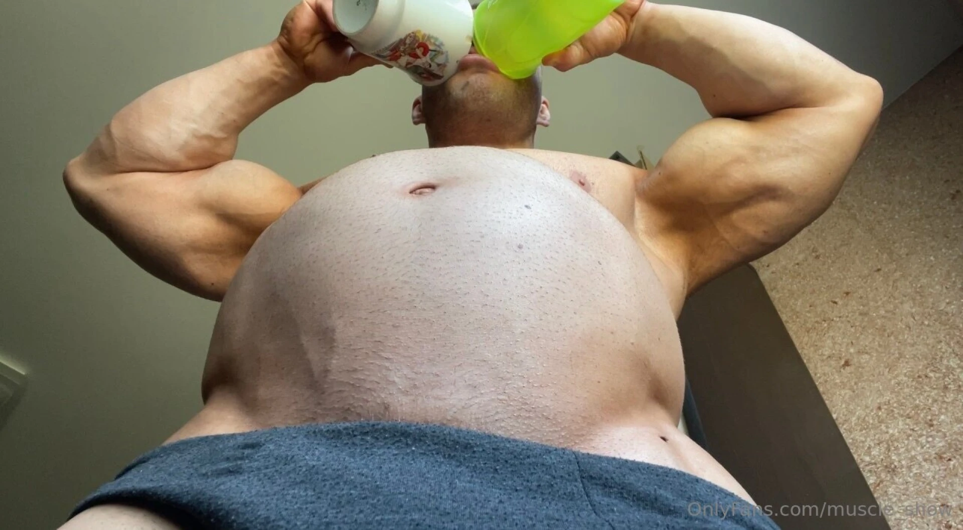 New growing belly fetish here large venous belly incredible size sexy part 1 