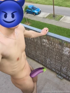 Completely naked on the balcony want to see more join our vip page