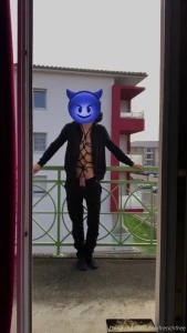 In stairwell wearing only a rope harness and a jockstrap this is how