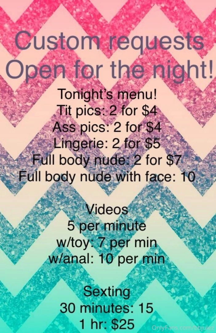 Swipe to see my new menu for your late night needs or check your inbox 