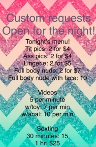 Swipe to see my new menu for your late night needs or check your inbox