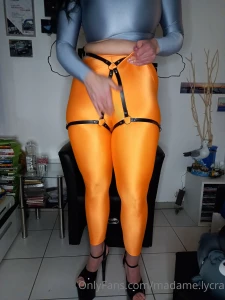 Orange cameltoe in leggings cameltoe sexy leggings bdsm lycra spandex