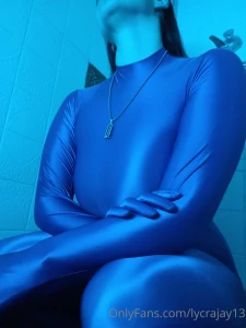 Shiny blue light in full suit lycra part 4