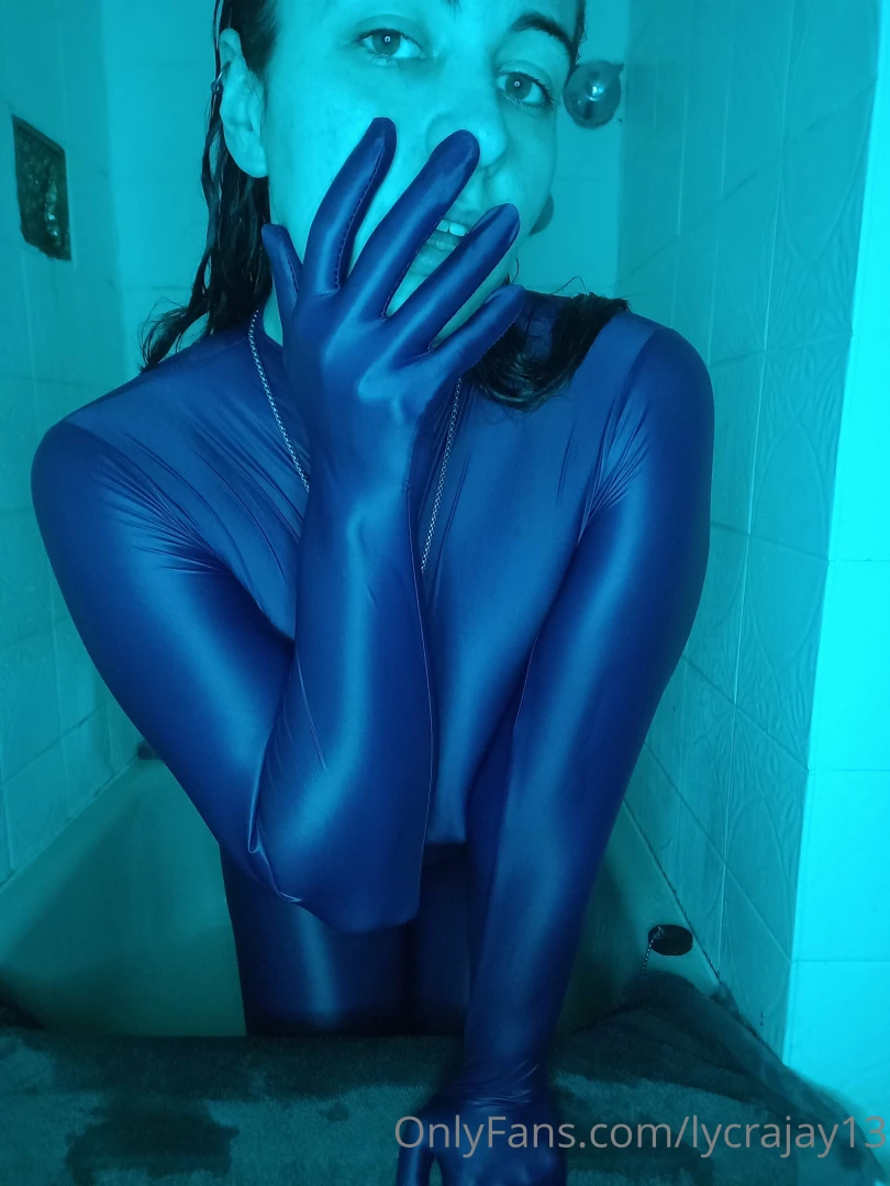 Shiny blue light in full suit lycra part 7 