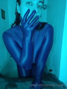 Shiny blue light in full suit lycra part 7
