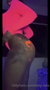 Neon paint play while i ride this dildo watch my pussy juice glow open