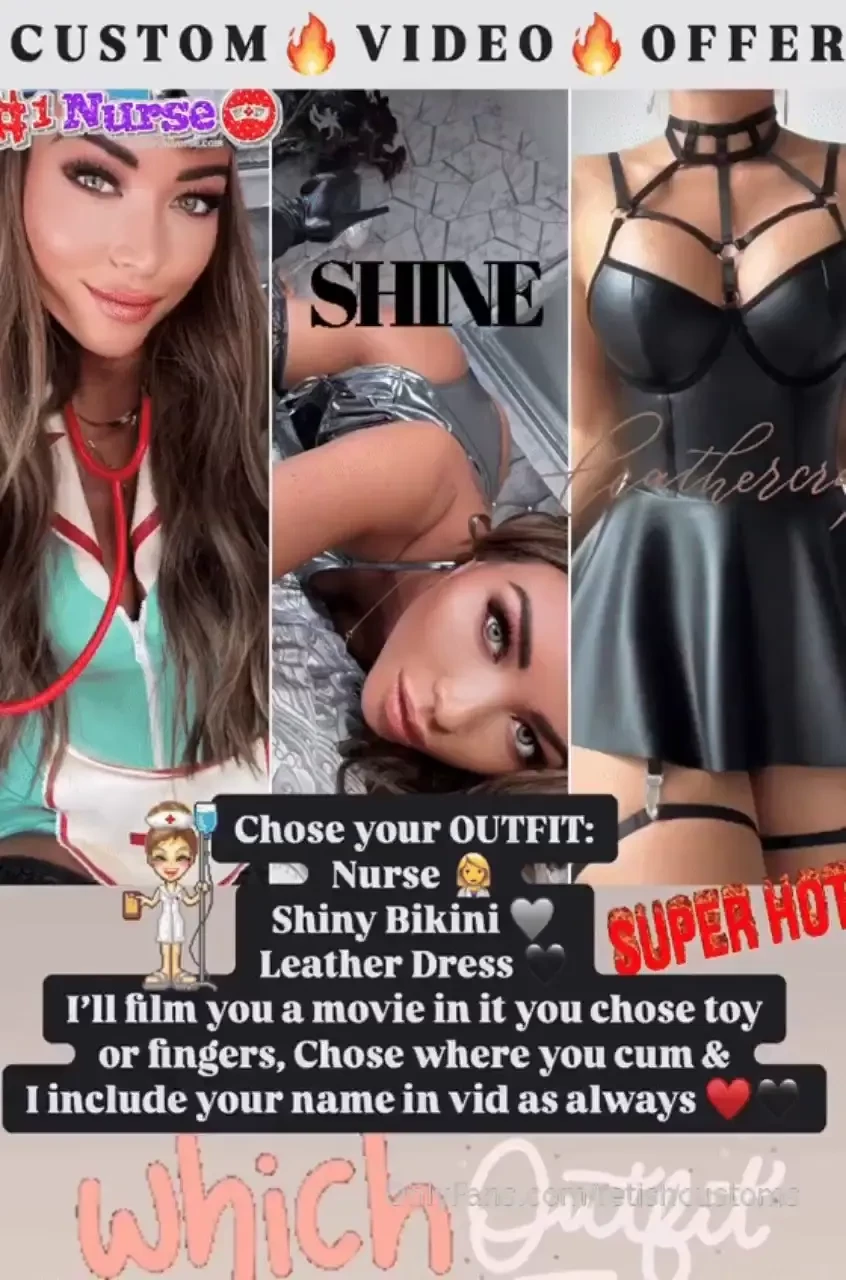 Custom video offer choose your outfit nurse shiny bikini leather dress 