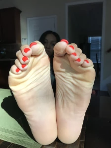Red polish on my toes gt gt gt gt gt gt gt part 3