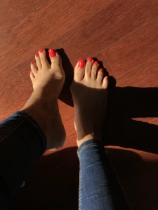 Red polish on my toes gt gt gt gt gt gt gt part 5