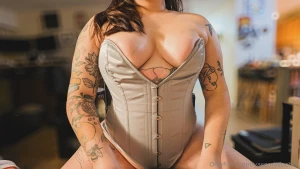 My first ever real corset do we like it i love how domme i feel in it