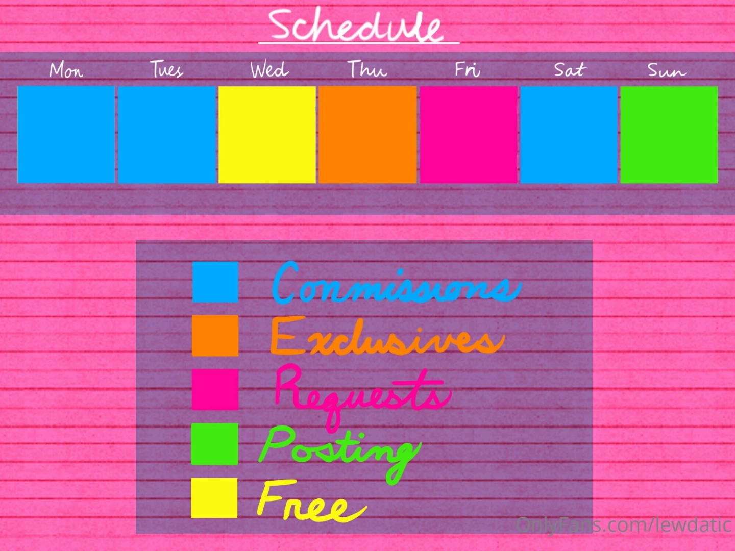 New schedule for july 11th-17th 