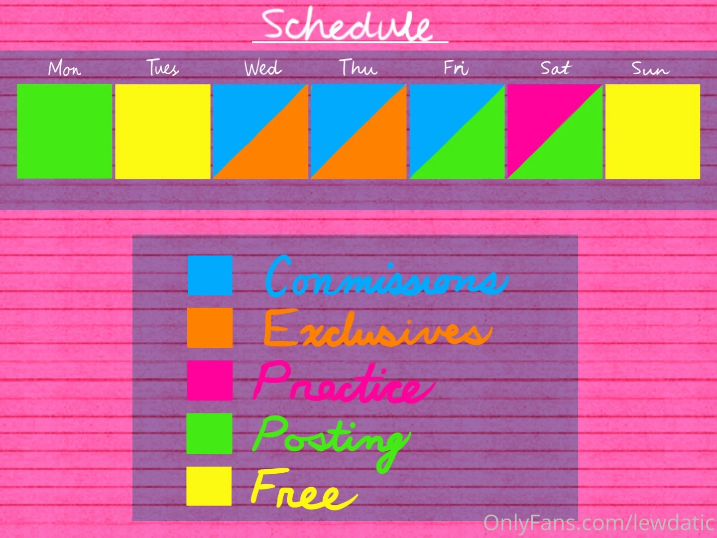 Nov 15-21 my art schedule for this week 