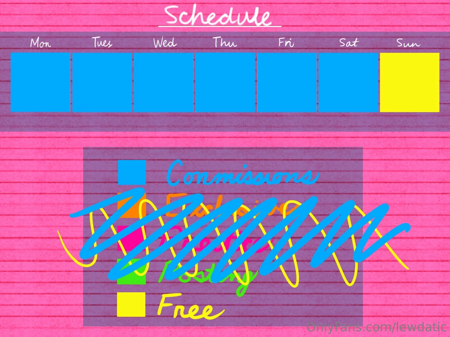 My schedule until i get through all these coms 